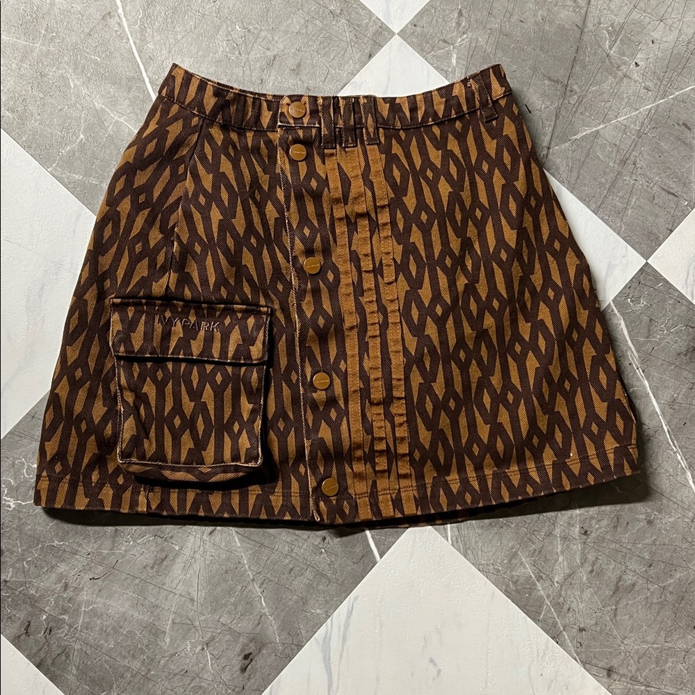 ADIDAS X IVY PARK Monogram Miniskirt In Wild Brown Size XS